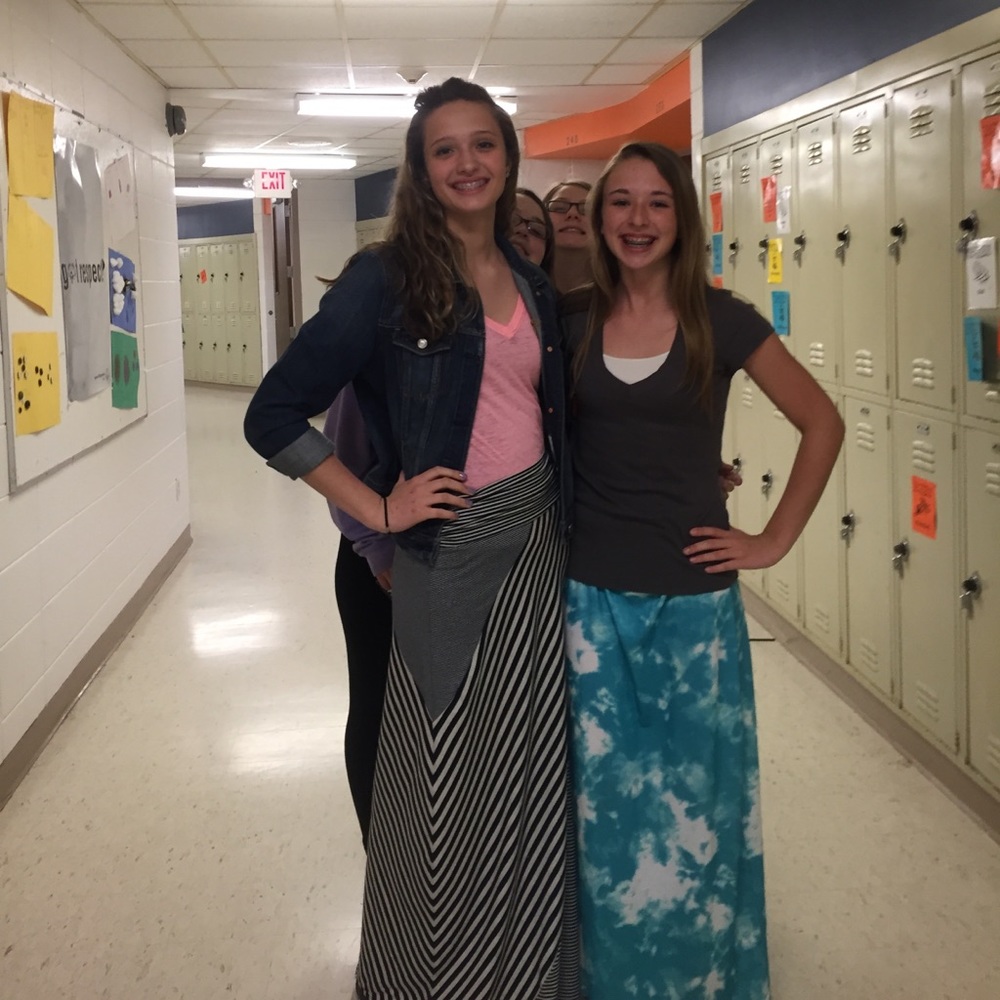blue tyedye maxi skirt
